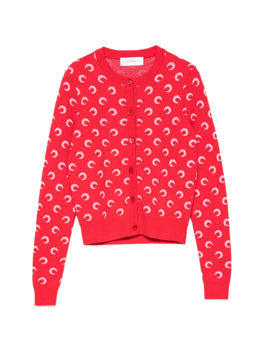 Marine Serre Moon jacquard bouclette cardigan - Rosso