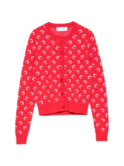 Marine Serre Moon jacquard bouclette LS cardigan organic cotton