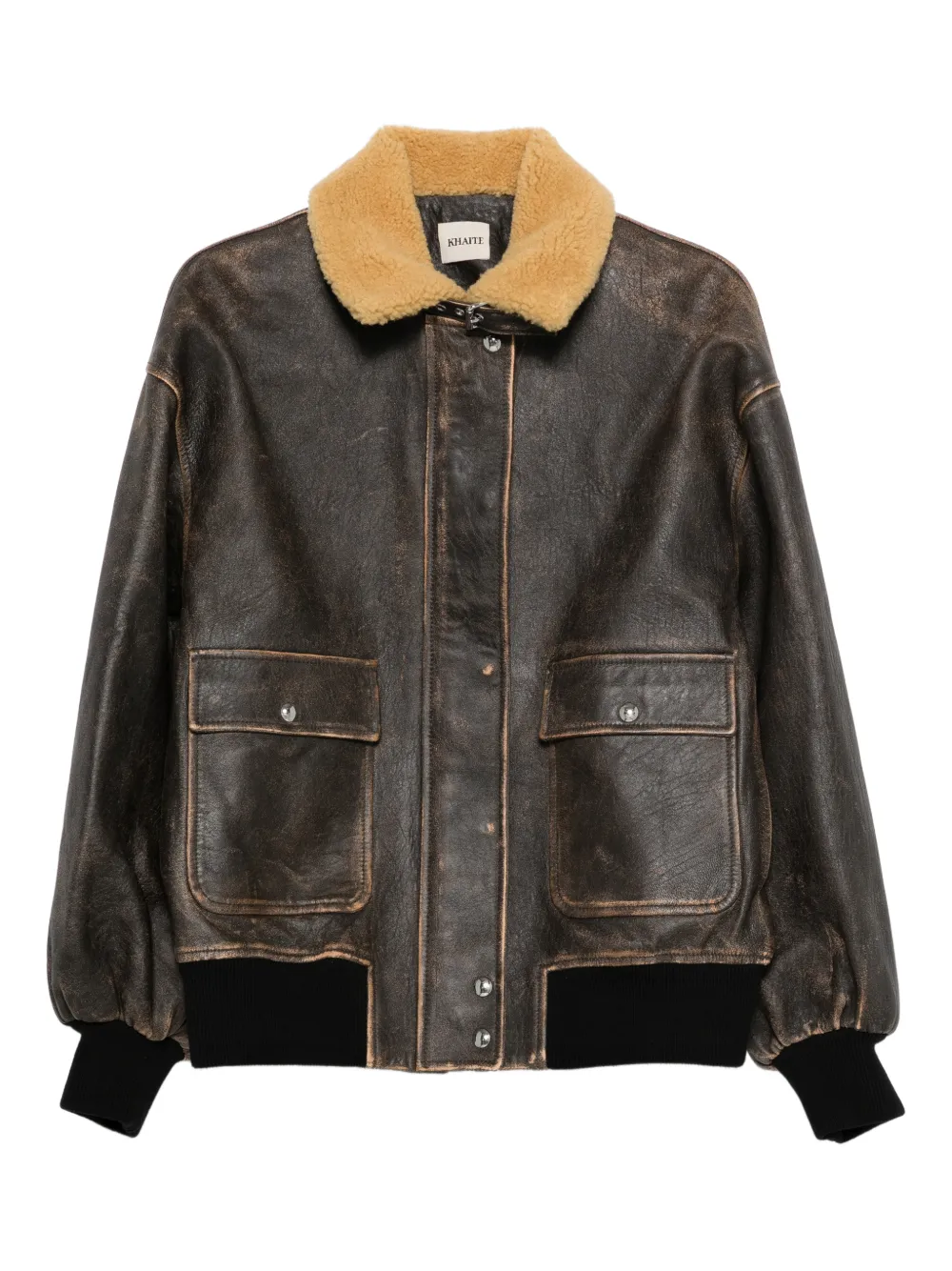 Khaite Sandor Fur Collar Pocket Jacket In Brown