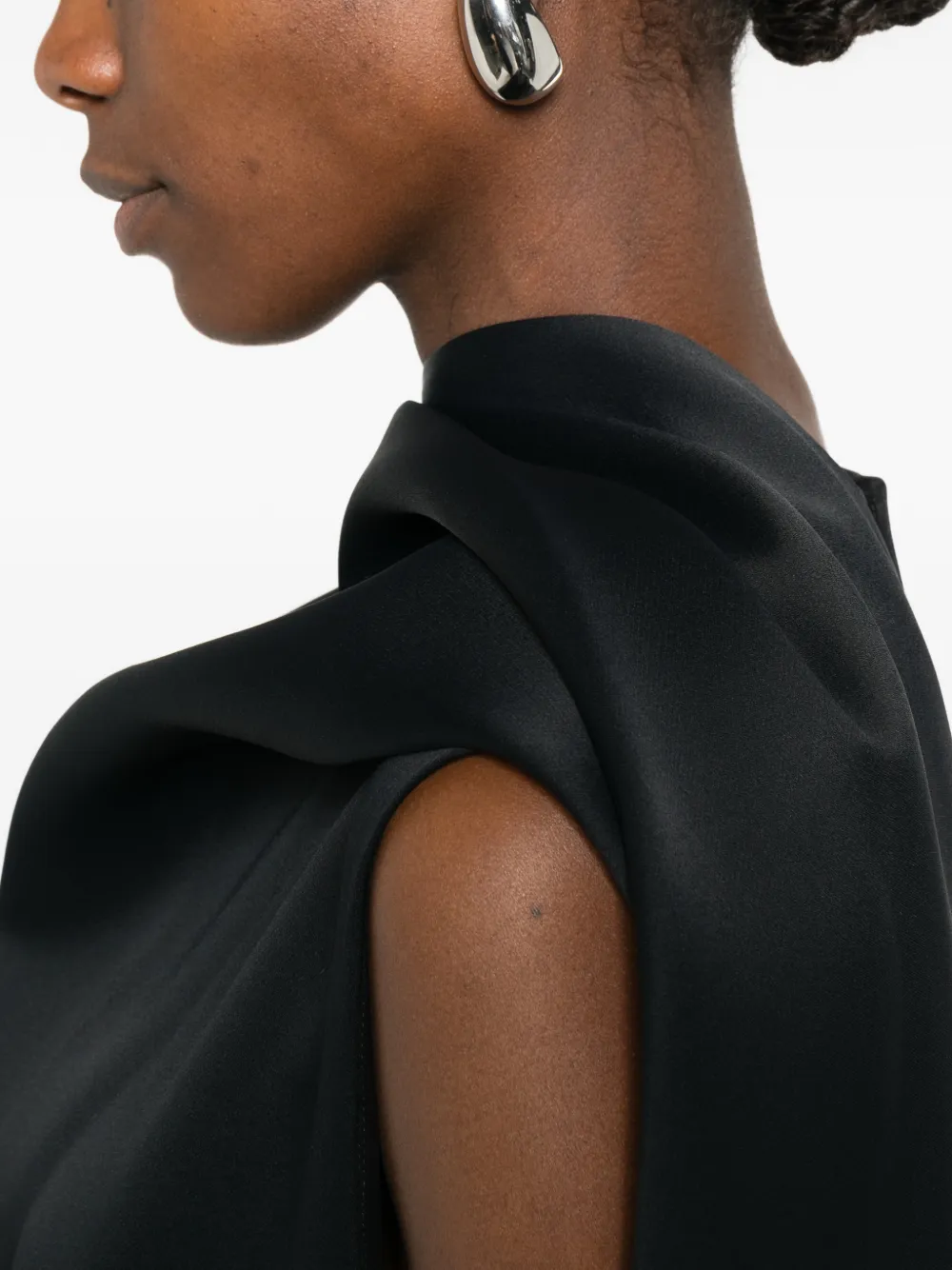 Khaite Loell Draped Duchesse-satin Midi Dress In Black