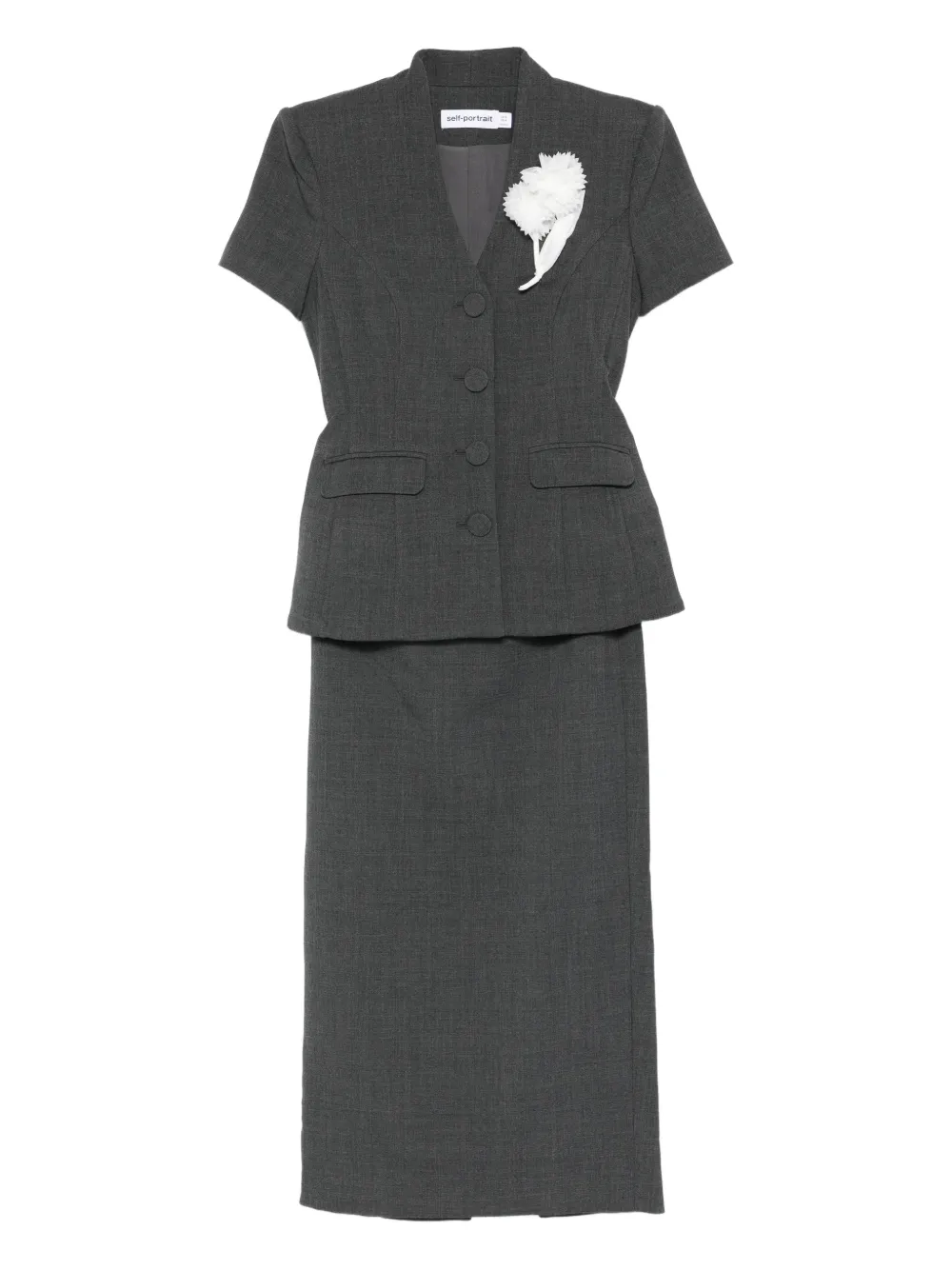 Self-Portrait flower detail suit skirt | Grey | Image 1