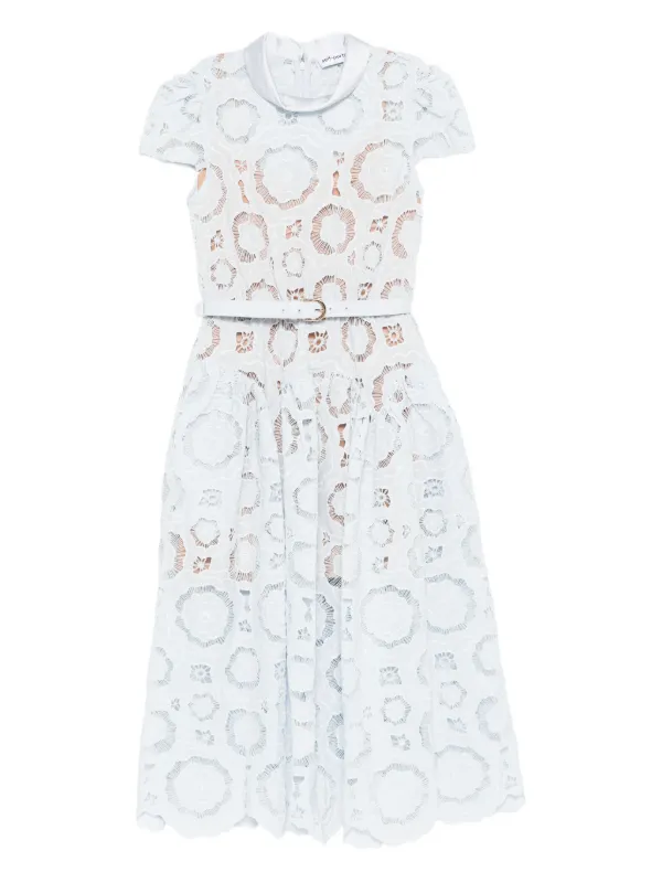 Self-Portrait Floral-Lace Midi Dress - Blue Self-Portrait Floral-Lace Midi Dress - Blue