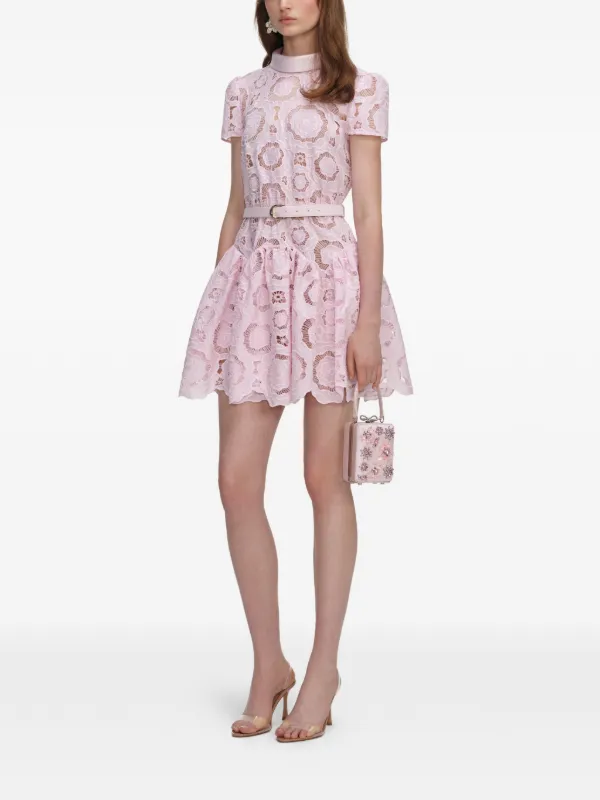 self portrait dress pink lace self-portrait - Pink Lace Satin Mini Dress