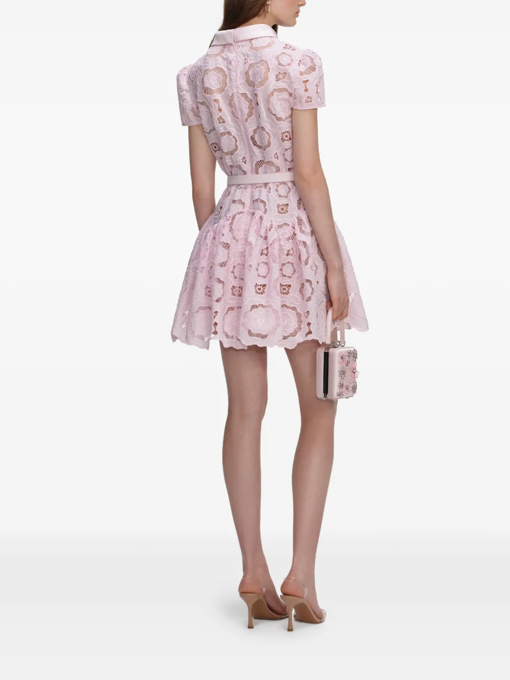Self-portrait Floral Lace Mini Dress In Pink