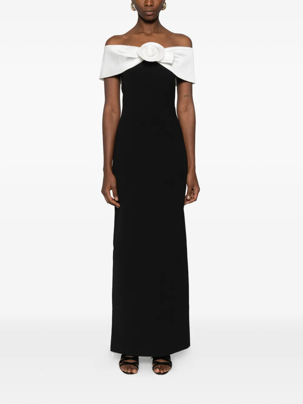 Self-Portrait flower datail maxi dress - Zwart