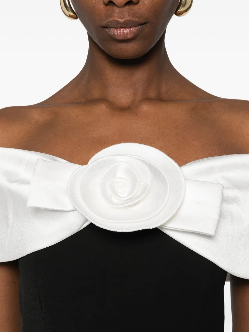 Self-Portrait Maxi-jurk met bloemdetail Zwart