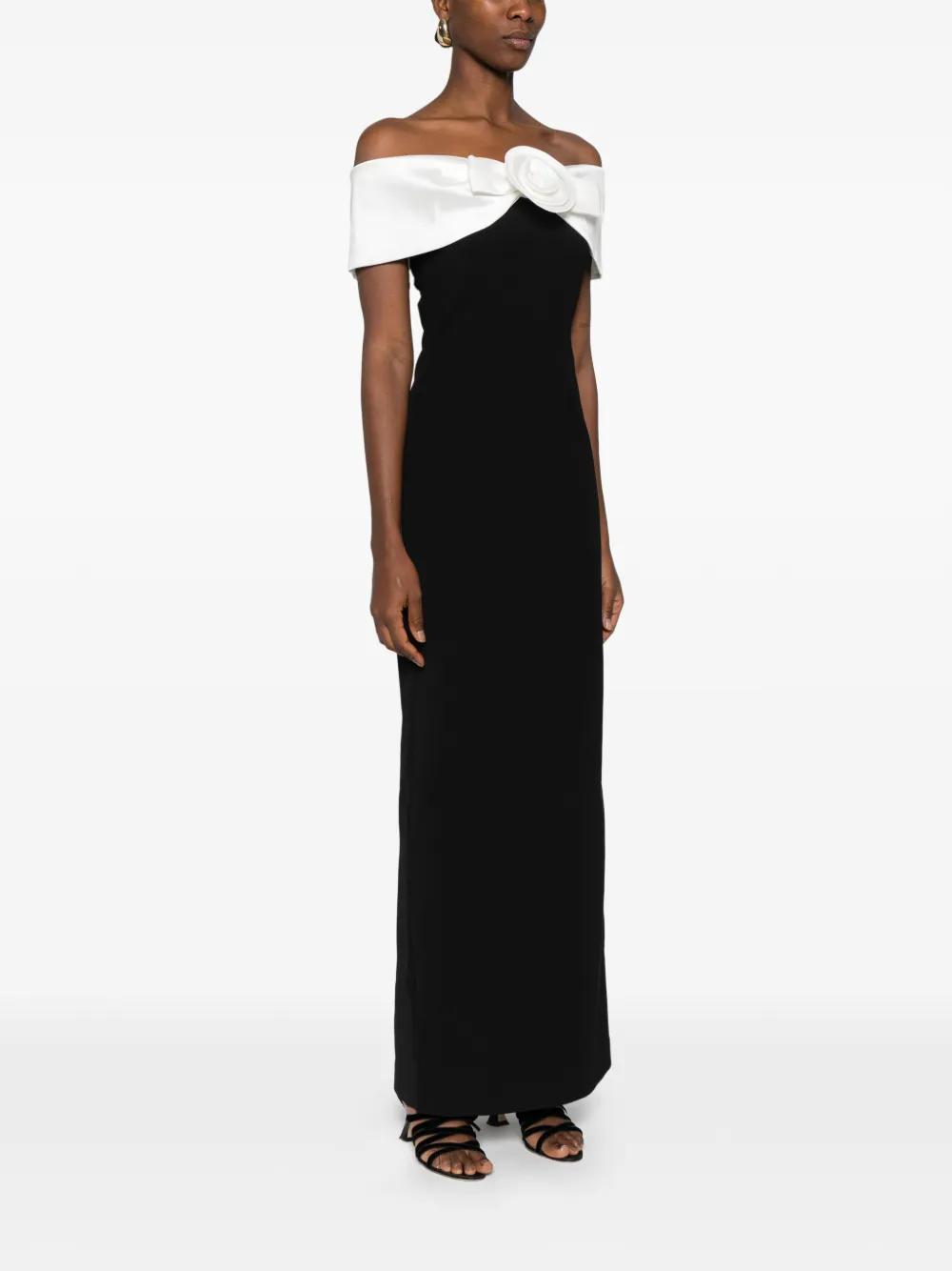 Self-Portrait Maxi-jurk met bloemdetail Zwart