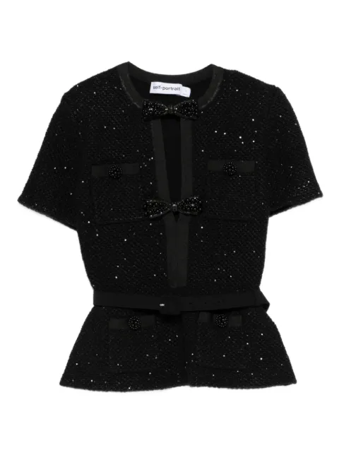 Self-Portrait sequinned short-sleeve top 