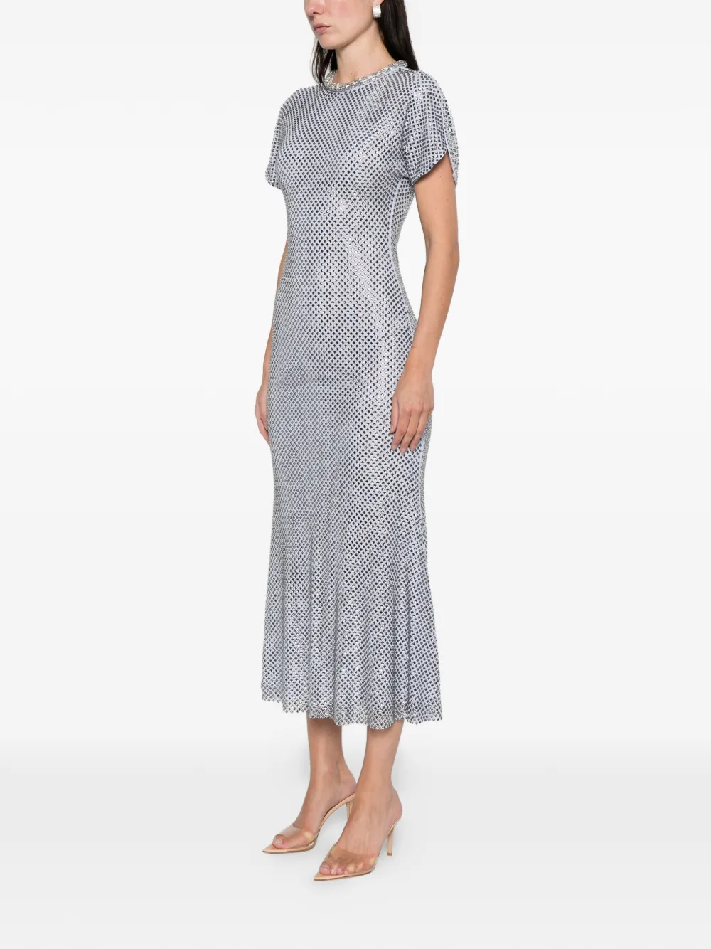 Self-Portrait Midi-jurk met afwerking van stras Blauw