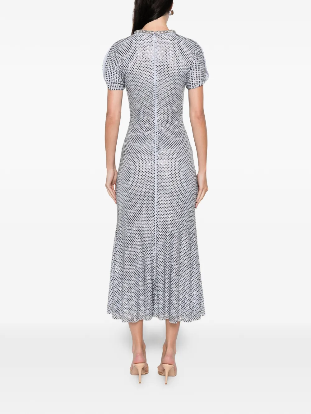 Self-Portrait Rhinestone Mesh Midi Dress | Blue | FARFETCH CA
