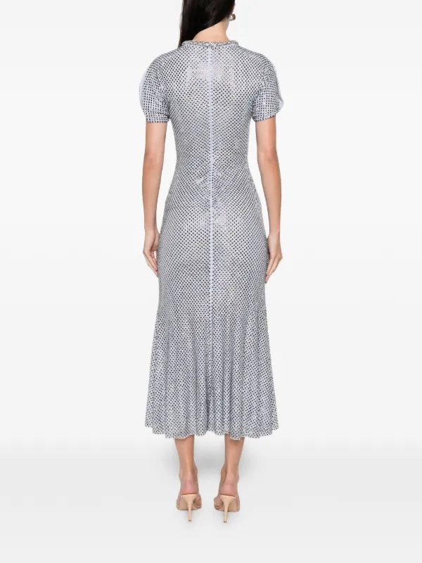 SELF PORTRAIT | Blue Rhinestone Mesh Midi Dress | Women | 12