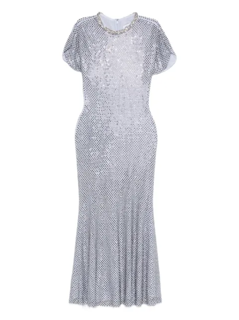 Self-Portrait rhinestone mesh midi dress