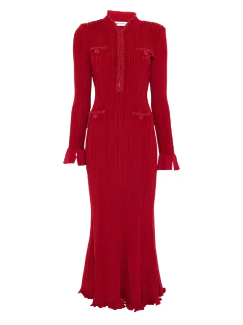 Self-Portrait beaded-trim ribbed midi dress