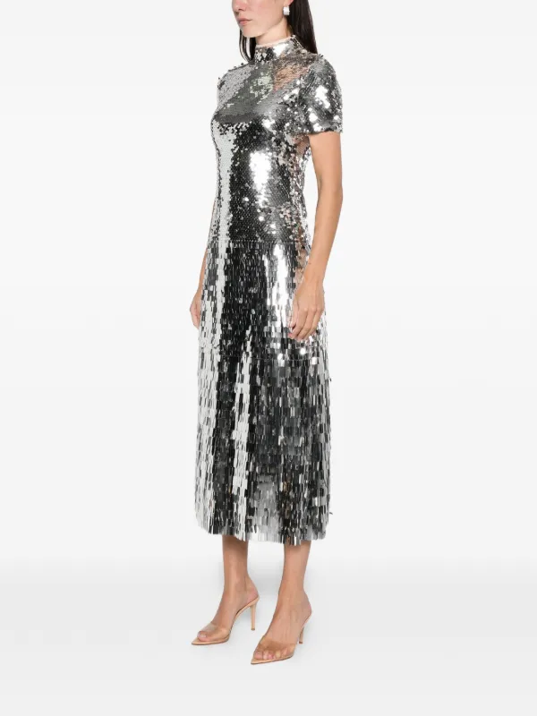 Self-portrait Sequin Embellished Midi Dress - Silver