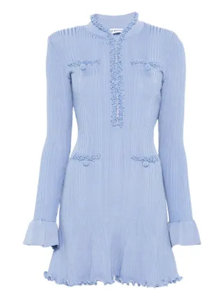 pearl trimmed knit dress Self-Portrait Trim Mini | Blue Self portrait