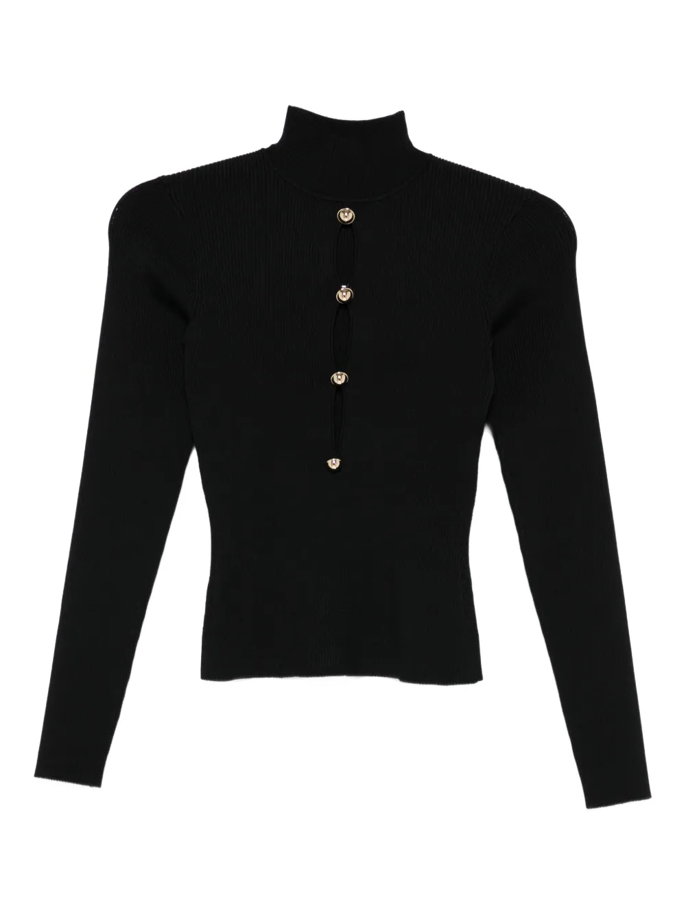 Self-Portrait long-sleeve ribbed-knit top | Black | Image 1