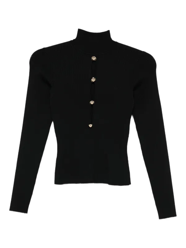 Self-Portrait Keyhole Knit Top in Black