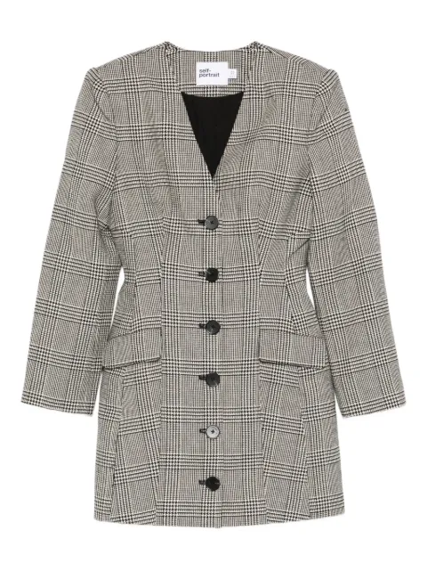 Self-Portrait check button mini dress