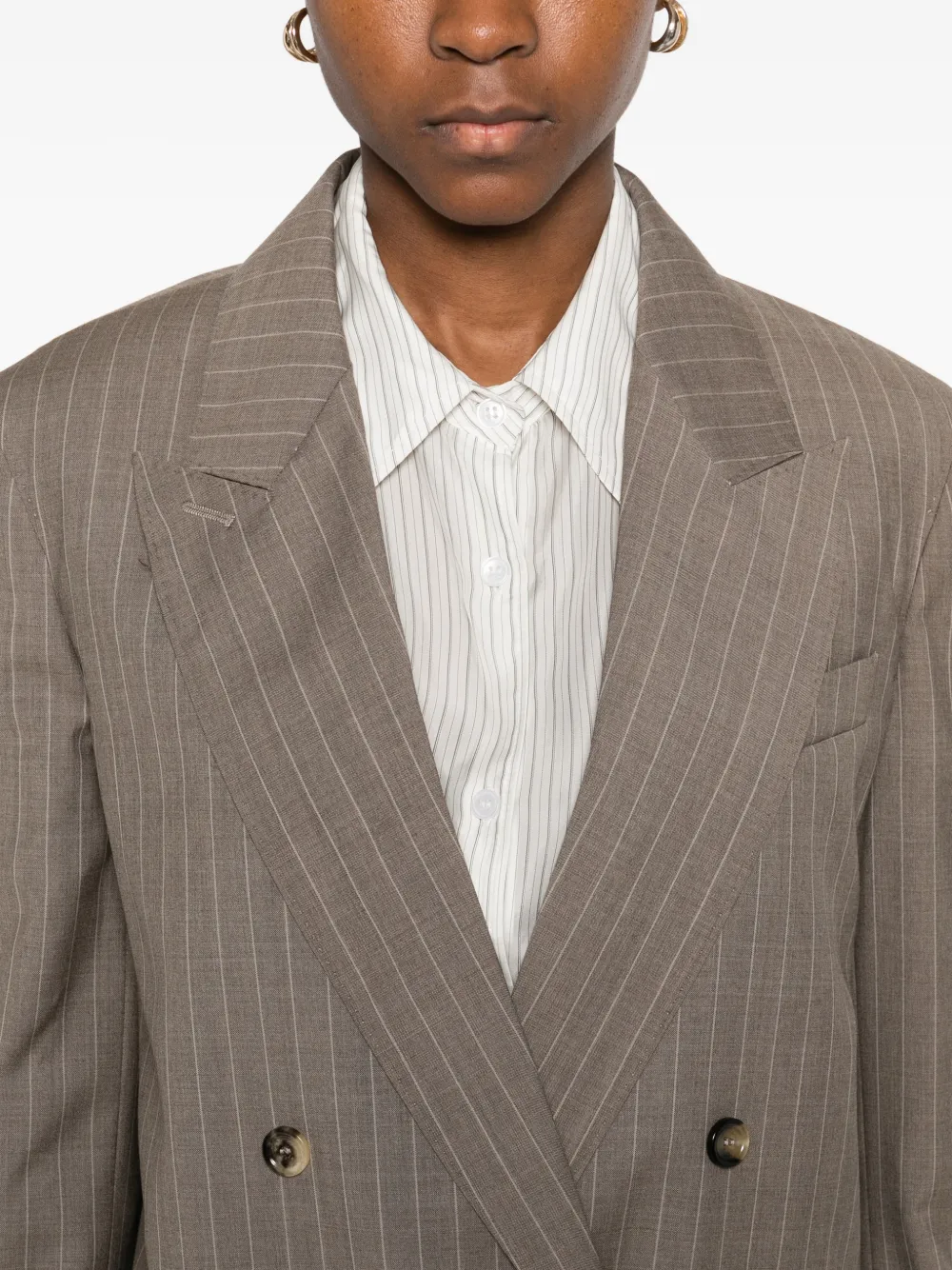 Max Mara Acciaio blazer met krijtstreep en dubbele rij knopen Bruin