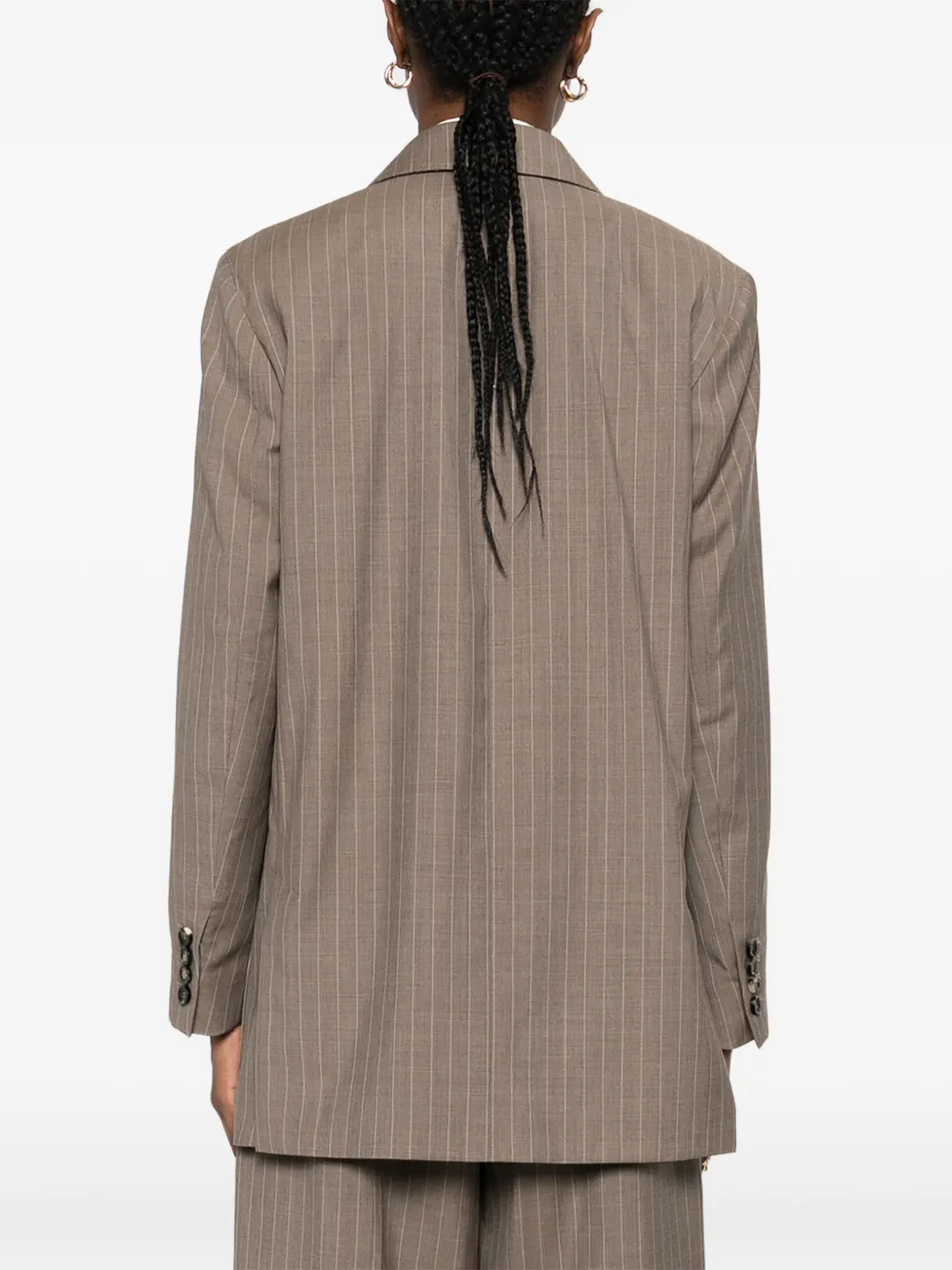 Max Mara Acciaio blazer met krijtstreep en dubbele rij knopen Bruin