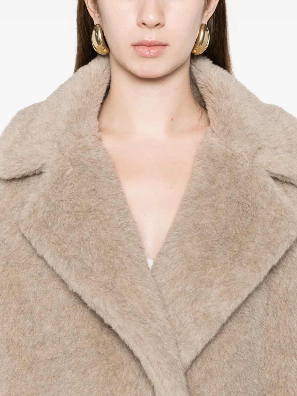 Max Mara Wide Lapel Double-breasted Short Coat In Brown