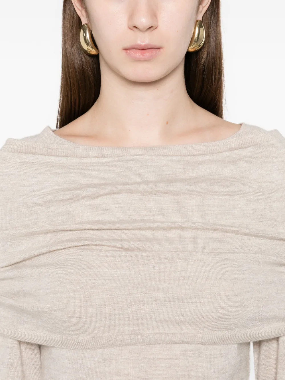 Max Mara Off-shoulder Coordinated Knitwear In Neutral