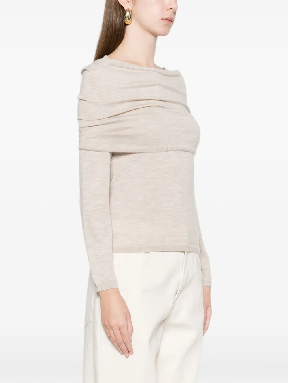 Max Mara Off-shoulder Coordinated Knitwear In Neutral