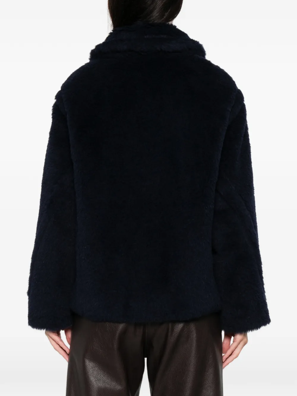 Max Mara Teddy-textured Jacket In Blue