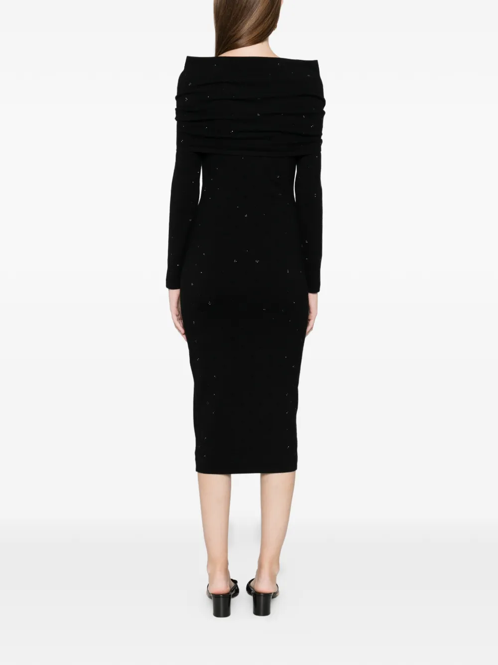 Max Mara Madatti Knitted Embellished Maxi Dress In Black