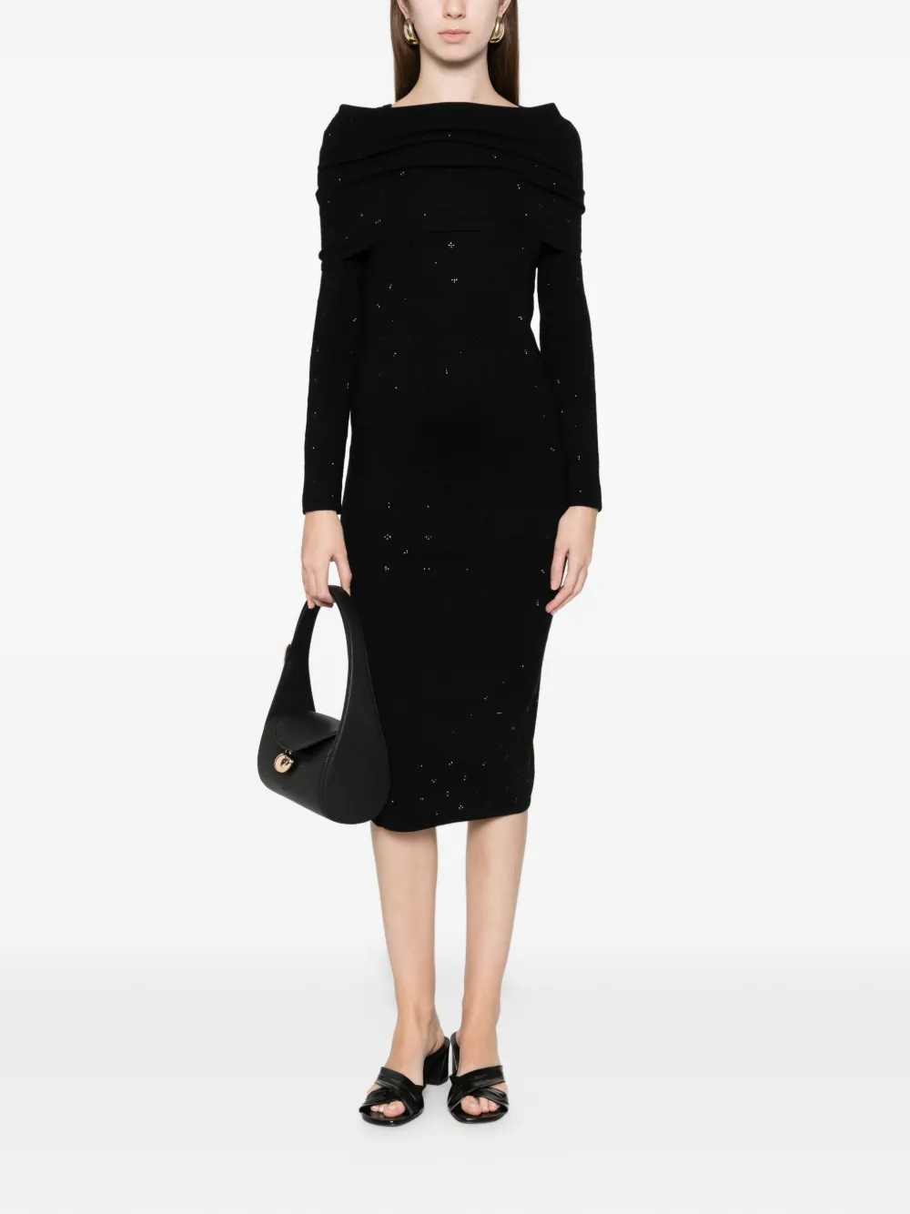 Max Mara Madatti Knitted Embellished Maxi Dress In Black