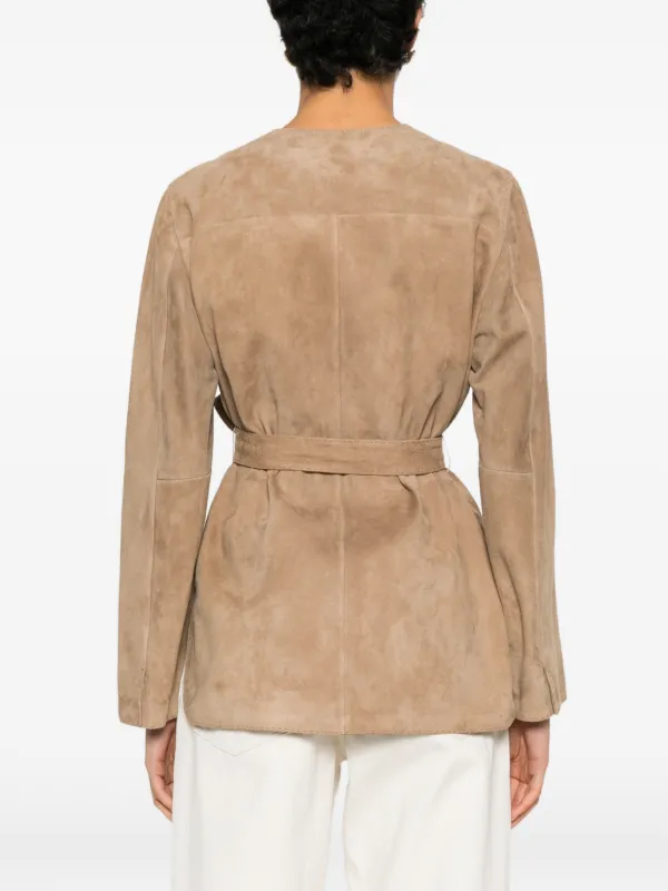 Max Mara Abito ベルテッド スエードジャケット | ブラウン | FARFETCH JP