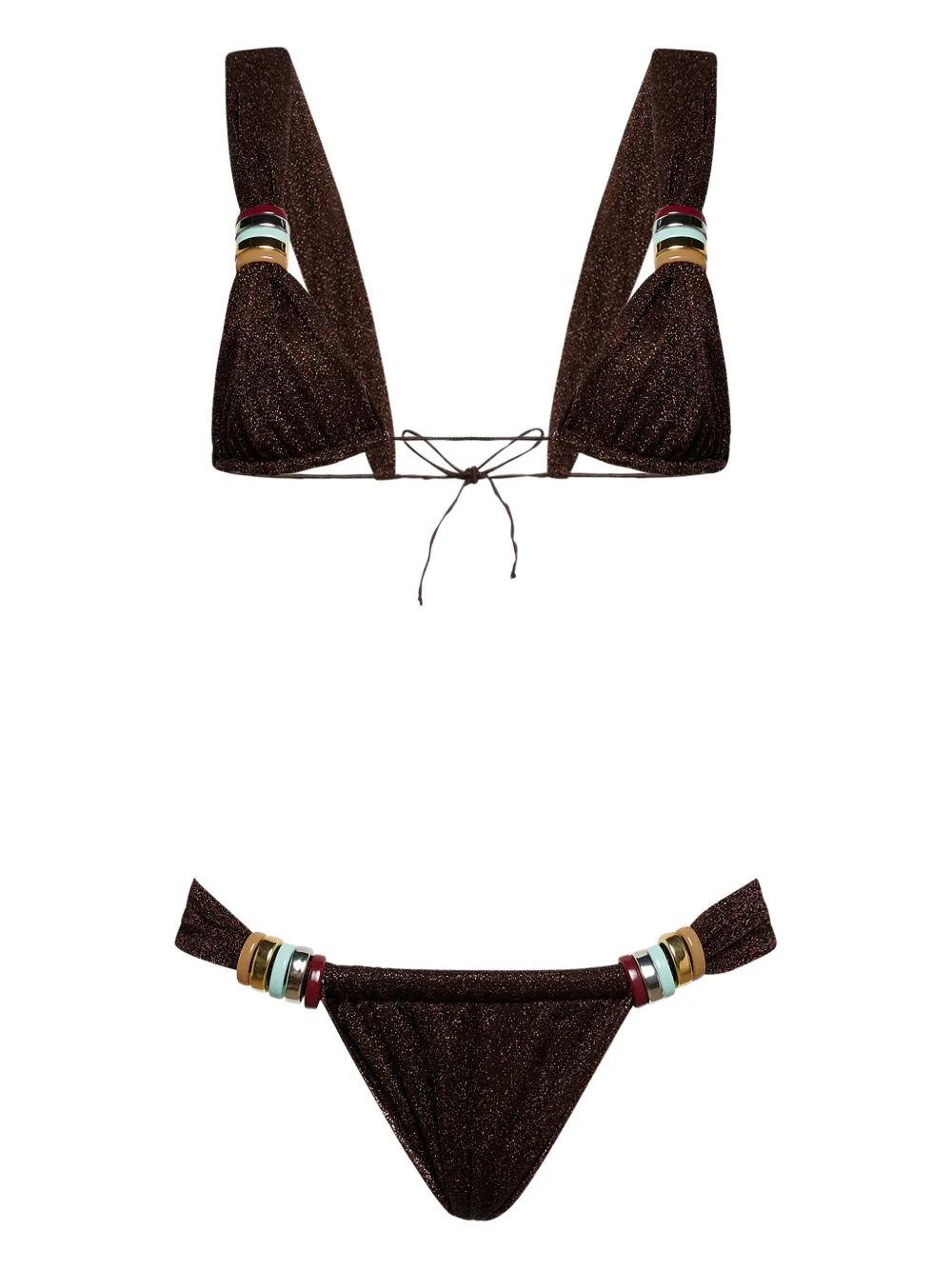 Oséree Lumière multi-ring bikini | Brown | Image 1