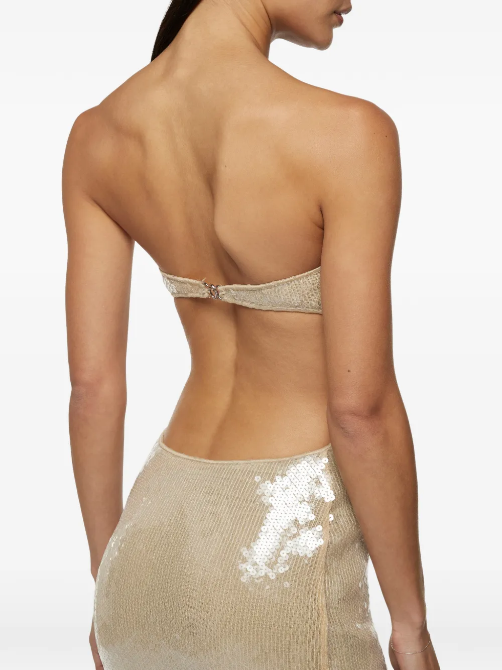 Oséree Marylin strapless midi-jurk met pailletten Beige