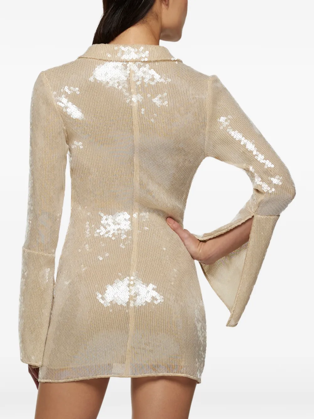 Oséree Mini-jurk verfraaid met pailletten en ringdetail Beige