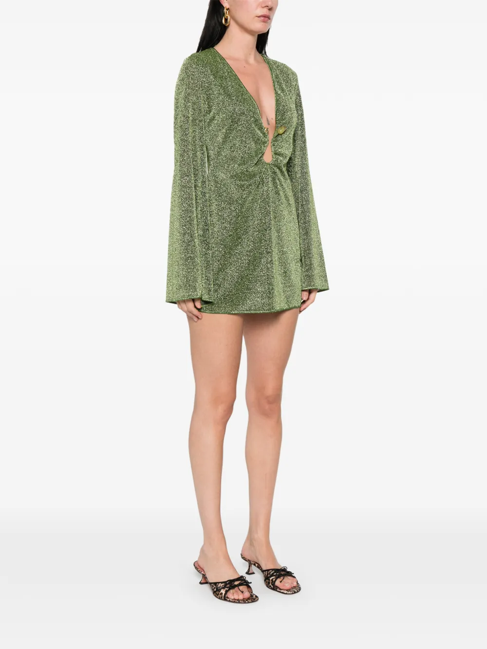 Stone-Embellishment Mini Dress