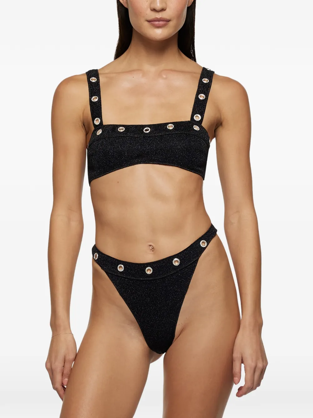  Oséree Lumière Crystal-studs Bikini - Black 