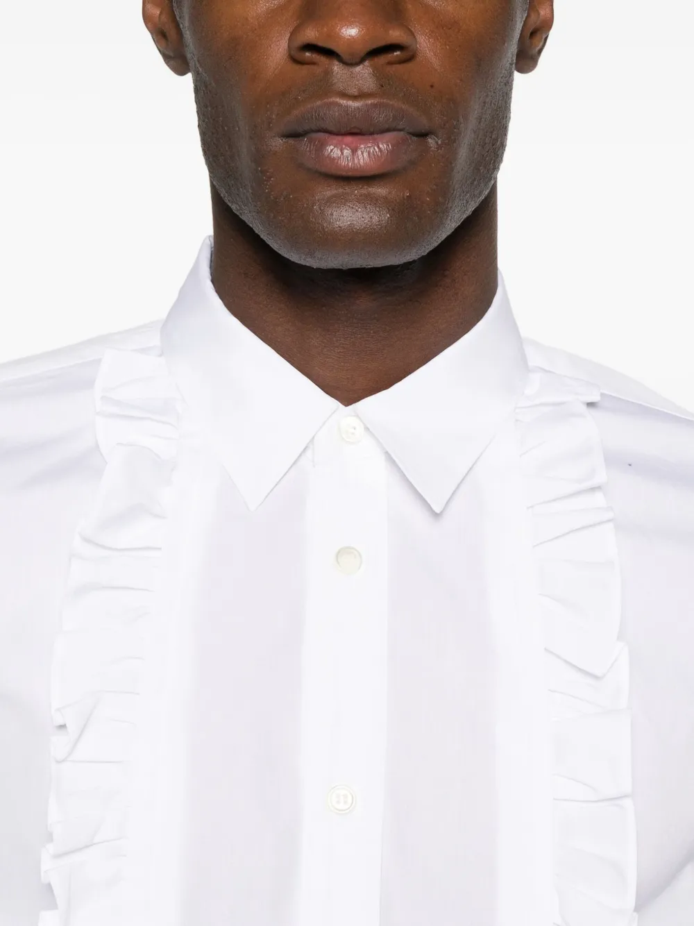 Black Comme Des Garçons Ruffled-detail Shirt In White
