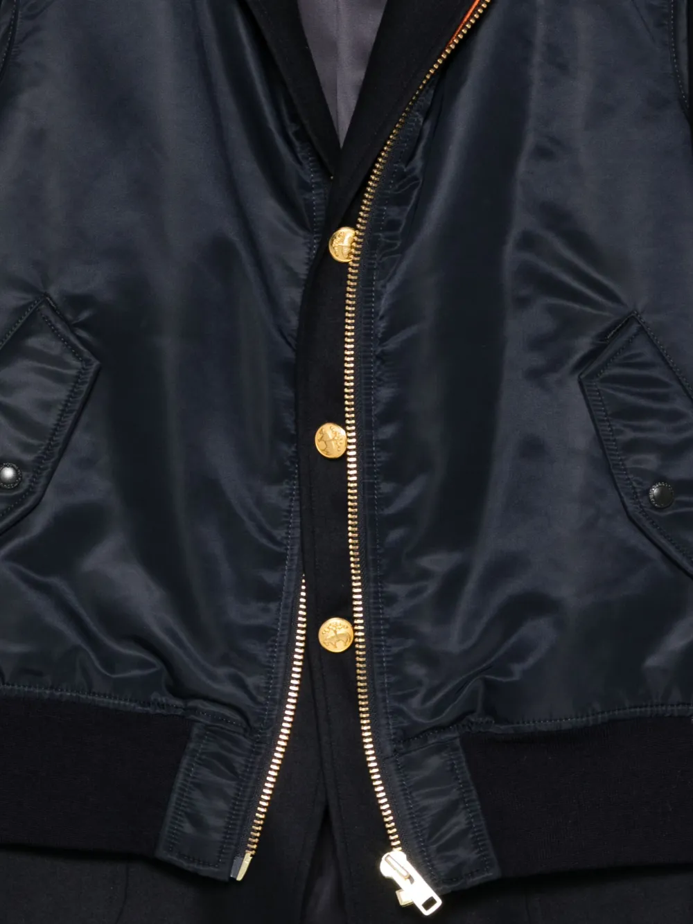 Junya Watanabe MAN Bomberjack met satijnen afwerking Blauw