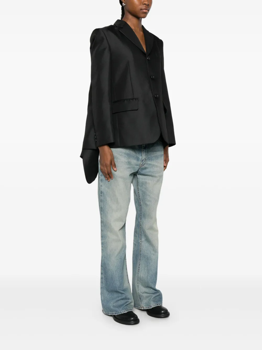 Comme Des Garçons Double Layer Effect Blazer In Black