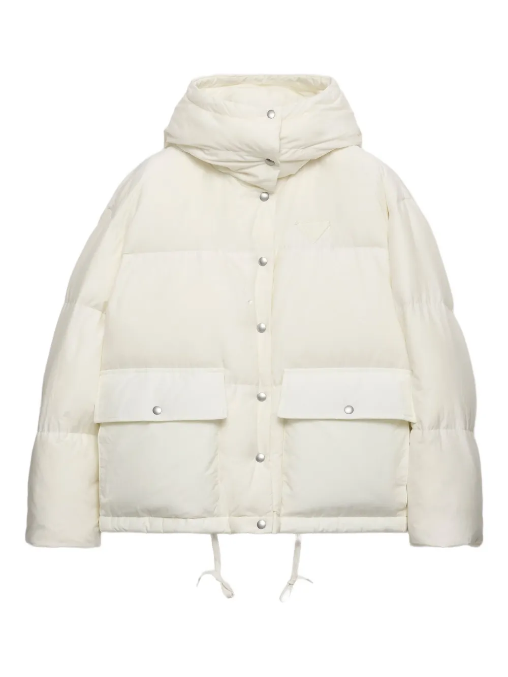 Prada Hooded Patch-pocket Down Jacket In White
