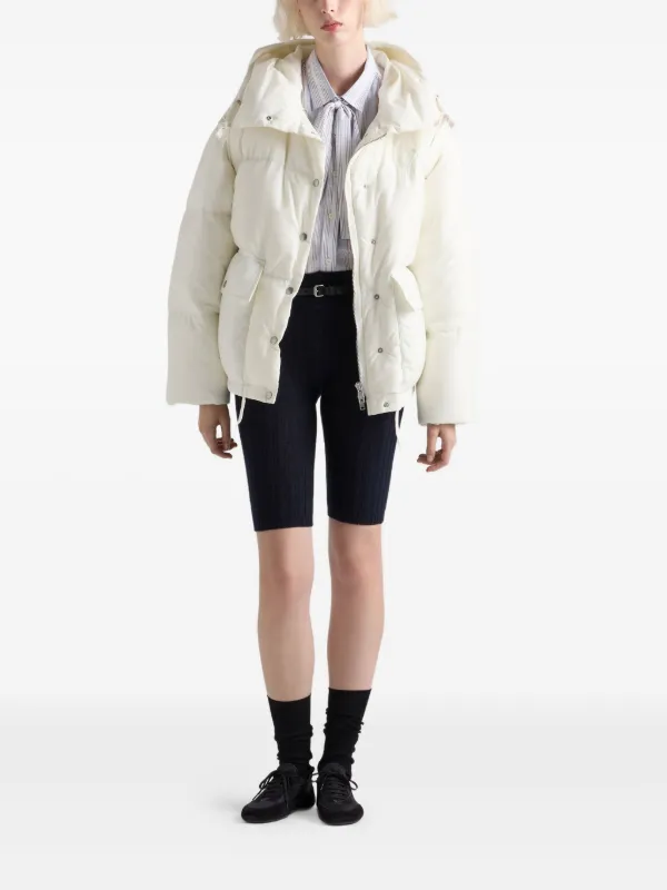 Prada Hooded patch-pocket Down Jacket | White | FARFETCH