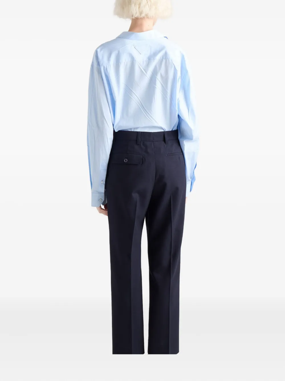 Prada Button Triangle-logo Shirt In Blue