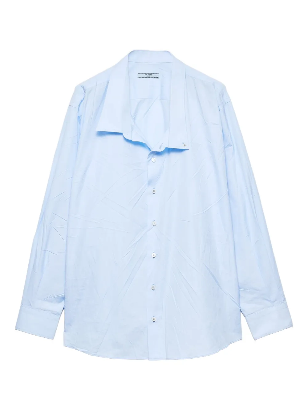 Prada Button Triangle-logo Shirt In Blue