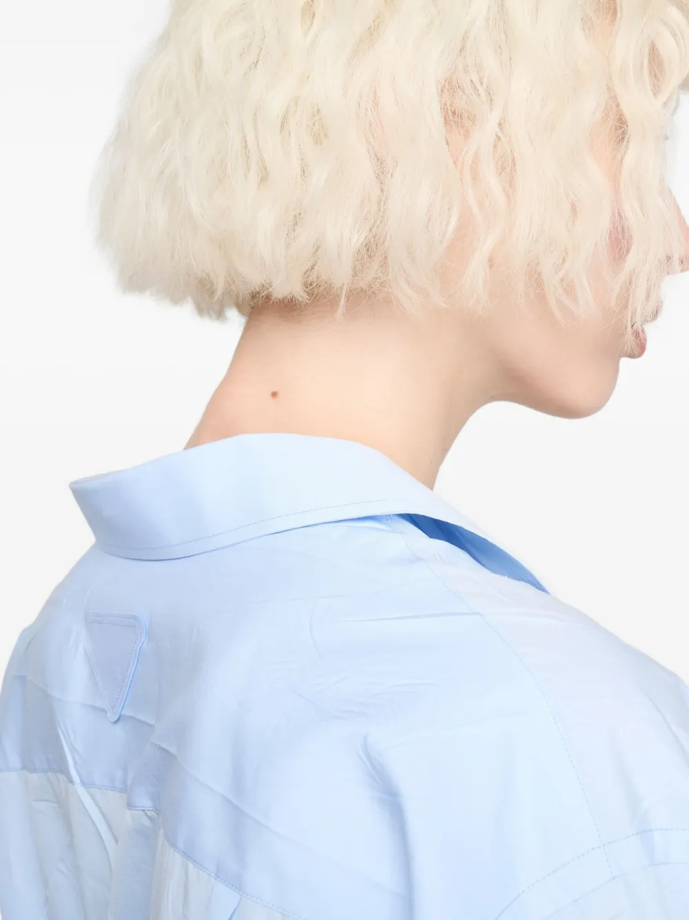 Prada Button Triangle-logo Shirt In Blue