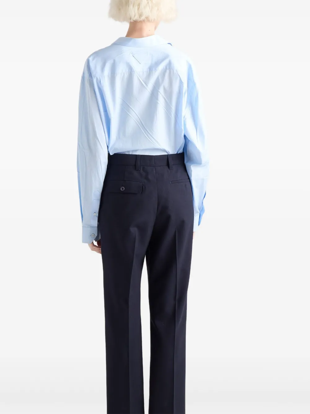 Prada Blouse met Triangle-logo en knopen Blauw