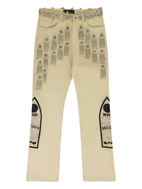 Who Decides War patched arch jeans