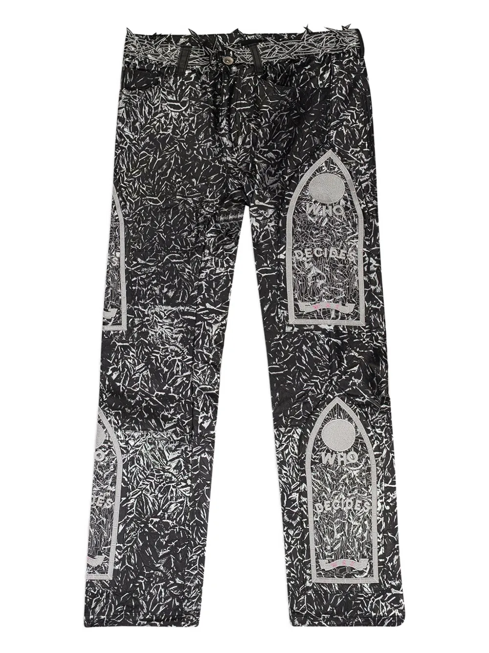 Who Decides War foil leather trousers | Black | Image 1