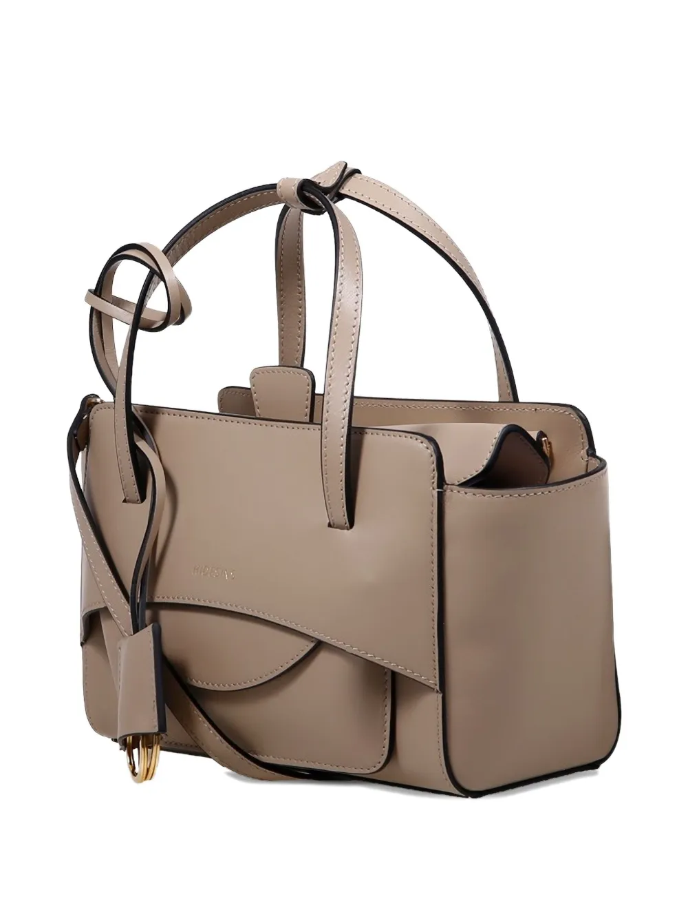 Hidesins Flap Small Leather Tote Bag In Brown