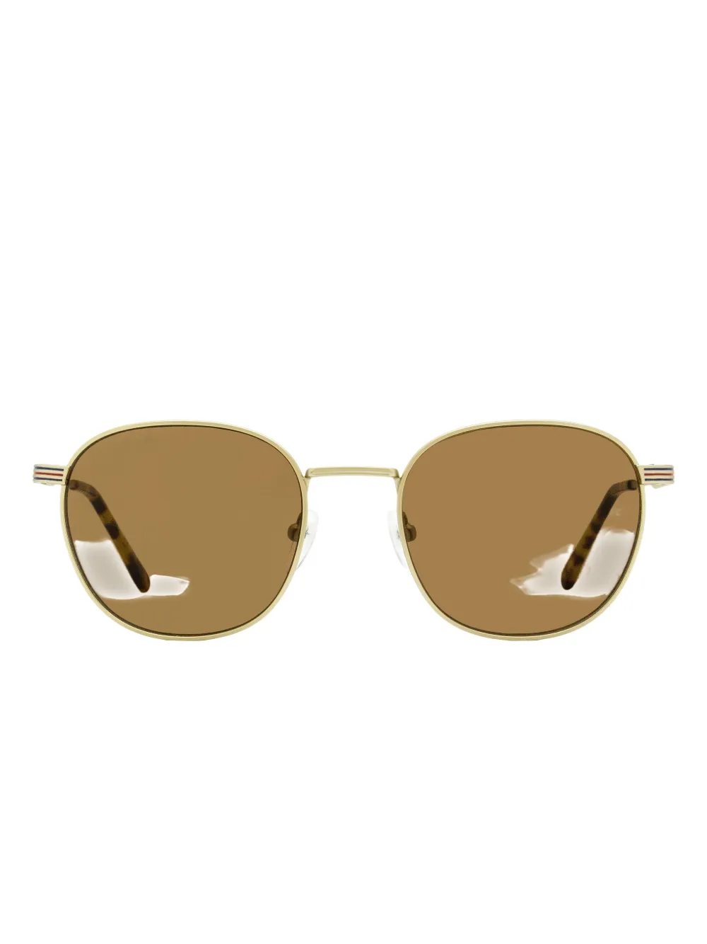 Lacoste Striped Oval-frame Sunglasses In Brown