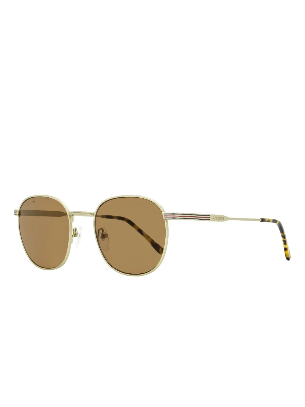 Lacoste Striped Oval-frame Sunglasses In Brown
